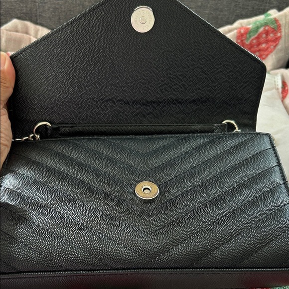 Black Chevron Leather Clutch WOC Faux Fashion Bag - Picture 2 of 6